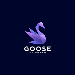 Vector Logo Illustration Goose Poly Colorful Style.
