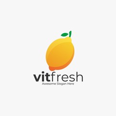 Vector Logo Illustration Fresh Lemon Color Style.