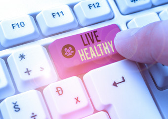 Conceptual hand writing showing Live Healthy. Concept meaning one that helps to keep and improve...