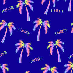 Fototapeta na wymiar Abstract seamless pattern. Multicolored palm trees with gradient