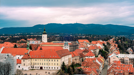 Aerial view of Zagreb city, the capital of Croatia