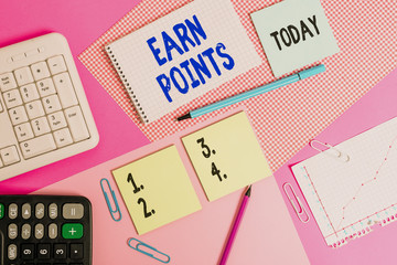 Word writing text Earn Points. Business photo showcasing collecting scores in order qualify to win...
