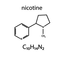 The chemical formula of nicotine. Vector illustration.