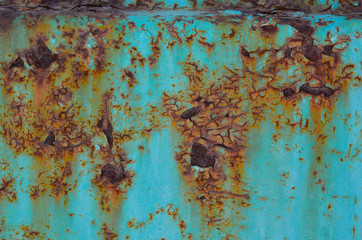 old rusty damaged turquoise texture or background