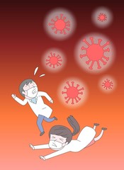 Virus victim medical staff illustration.