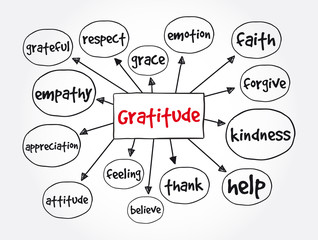 Gratitude mind map, concept for presentations and reports
