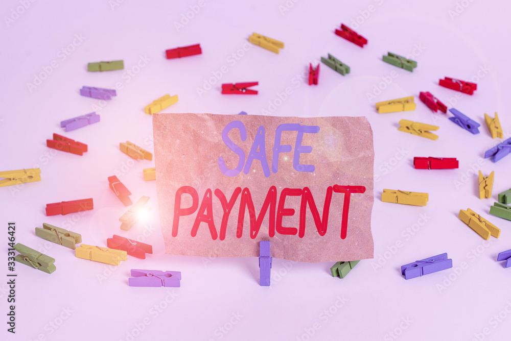 Poster text sign showing safe payment. business photo text webpage where credit card numbers are entered is