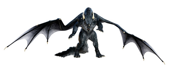 3D Rendering Fairy Tale Dragon on White