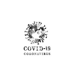 Coronavirus, COVID-19 microbe symbol isolated vector illustartion. Pathogen respiratory infection coronavirus prevention web banner, COVID -19 influenza pandemic poster background
