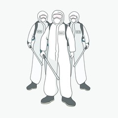 Hero group wear protection cloth from covid-19 cartoon vector illustration