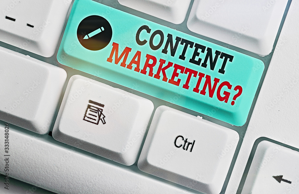 Poster writing note showing content marketing question. business concept for involves creation and sharing 