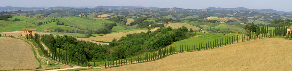 Toskana Landschaft im Frühling, Toskana, Italien, Europa, Panorama