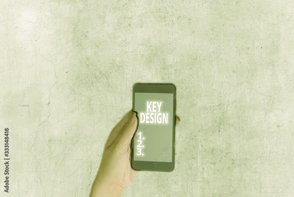 Poster writing note showing key design. business concept for a necessary or very important realization of a