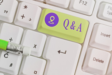 Word writing text Q And A. Business photo showcasing defined as questions being asked and answers