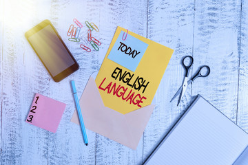 Word writing text English Language. Business photo showcasing third spoken native lang in world...