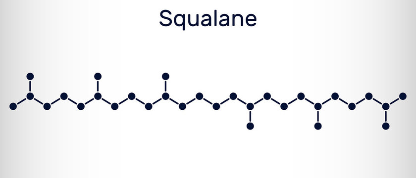 Squalane molecule. It is used in cosmetics as emollient and moisturizer Structural chemical formula