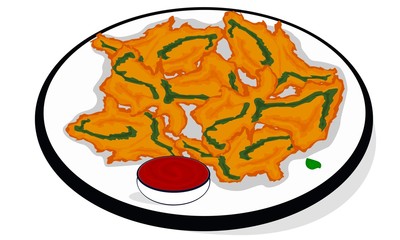 Palak Pakora indian snacks Vector