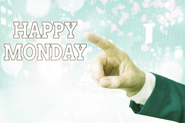 Handwriting text writing Happy Monday. Conceptual photo telling that demonstrating order to wish...