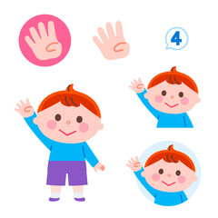 Hand sign illustration Set Vector Cute Boy
