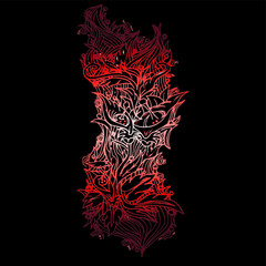 Flower pattern. For meditation. Soothing, twisting elements. Freehand sketch. Bright outline on a black background.