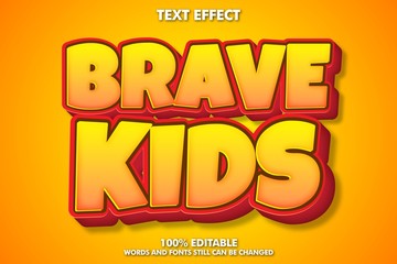 Brave kids, editable cartoon text effect