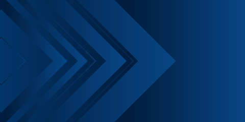Obraz premium Minimal geometric arrow blue background. Dynamic blue shapes composition with orange lines. Abstract background modern hipster futuristic graphic. Vector abstract background texture design
