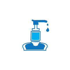 Antibacterial hand sanitizer, disinfection  icon in flat design isolated