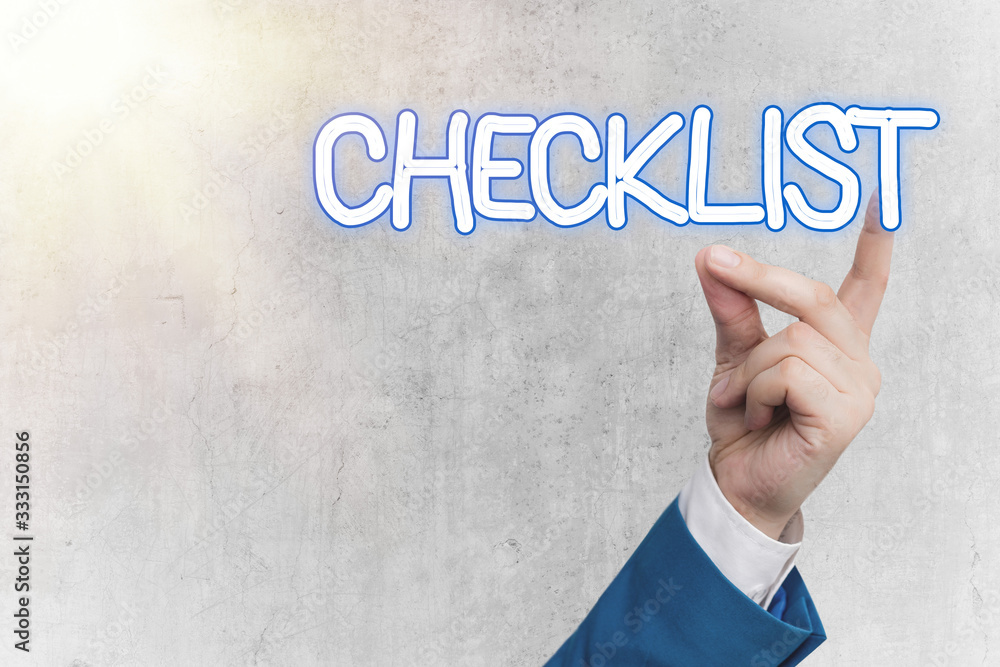 Poster text sign showing checklist. business photo text list items required things be done or points consid