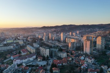 Tuzla, Bosnia & Herzegovina View form sky at main square