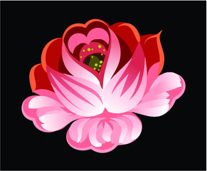 Red rose, vector graphics, spring flower, bud