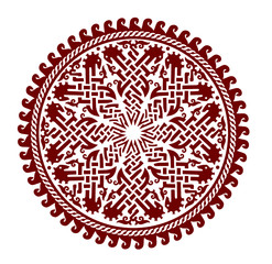 Vintage ethnic geometric ornament, vector graphics, circle.