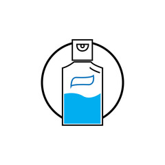 Antibacterial hand sanitizer, disinfection  icon in flat design isolated
