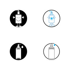 Antibacterial hand sanitizer, disinfection  icon in flat design isolated