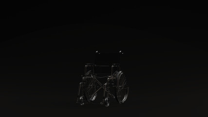 Glass Hospital Wheelchair Black Background 3d illustration 3d render