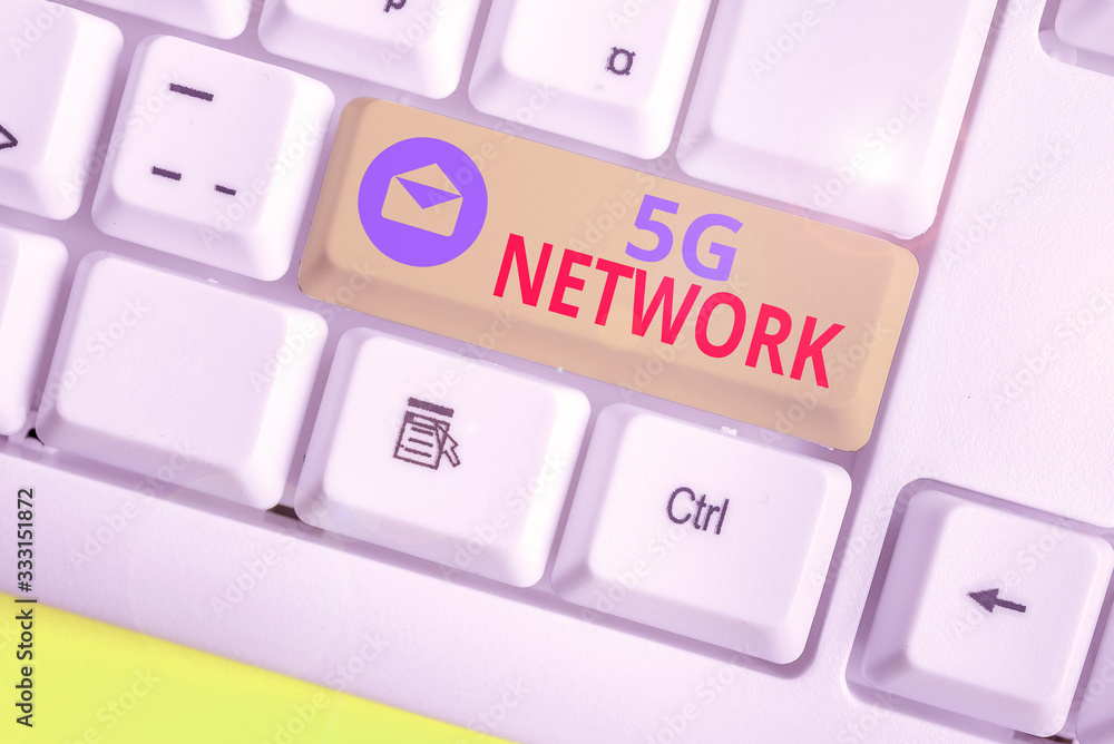 Aufkleber writing note showing 5g network. business concept for greatly increase the speed and responsiveness 