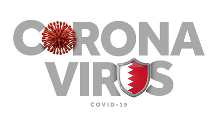 Bahrain coronavirus concept with microbe and shield. 3D Render