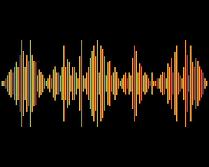 Audio colorful wave logo. Pulse music player on black. Creative graphic equalizer element. Jpeg illustration