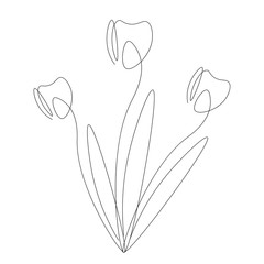 Spring flowers isolated on white background. Continuous line drawing. Vector illustration
