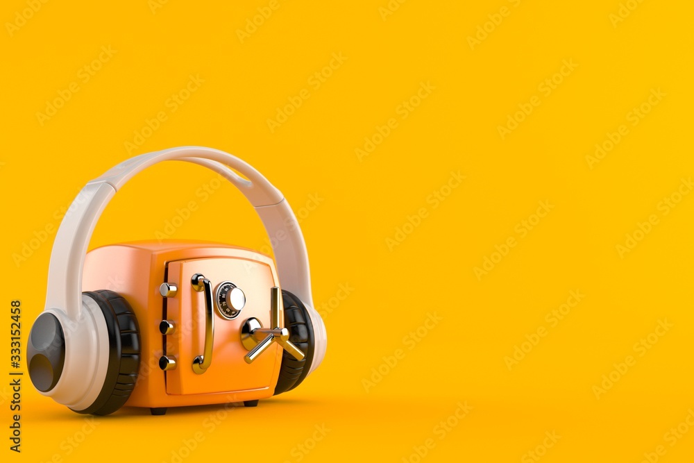 Canvas Prints orange safe with headphones