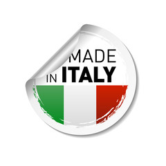 Pictogramme avec drapeau italien pour la fabrication en Italie.