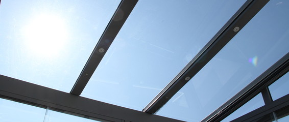 a modern new conservatory with awning - obrazy, fototapety, plakaty