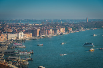 VENICE, VENETO / ITALY - DECEMBER 26 2019: Venice view from the top