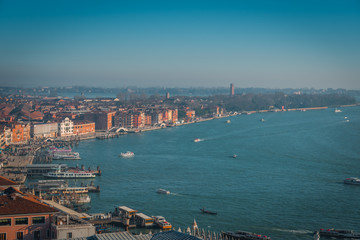 Obraz premium VENICE, VENETO / ITALY - DECEMBER 26 2019: Venice view from the top
