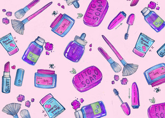 seamless pattern with beauty accessories