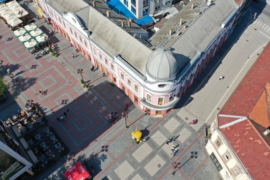 Aerial drone photo from sky of Brcko district center Bosnia