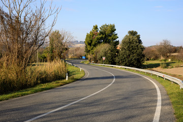 Ancona, Italy - January 1, 2019: The road behind Mezzavalle beach, Riviera del Conero, Adriatic...