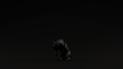 Black Cat Licking Paw Pose Black Background 3d illustration 3d render