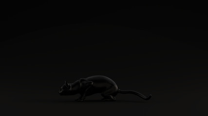 Black Cat Hunting Pose Black Background 3d illustration 3d render