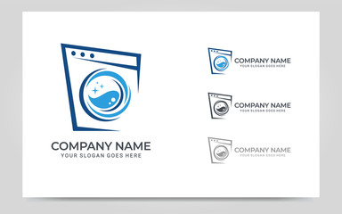 Modern Laundry services logo design. Editable logo design