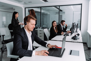 Male customer service agent in a call center